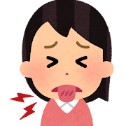 お口の乾燥で舌が痛む女性のイラスト