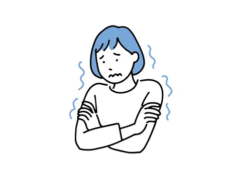 手術が怖くて不安を感じる人のイラスト