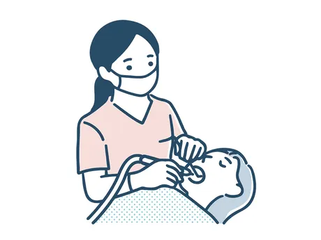 歯科医院でメンテナンスを受ける患者のイラスト